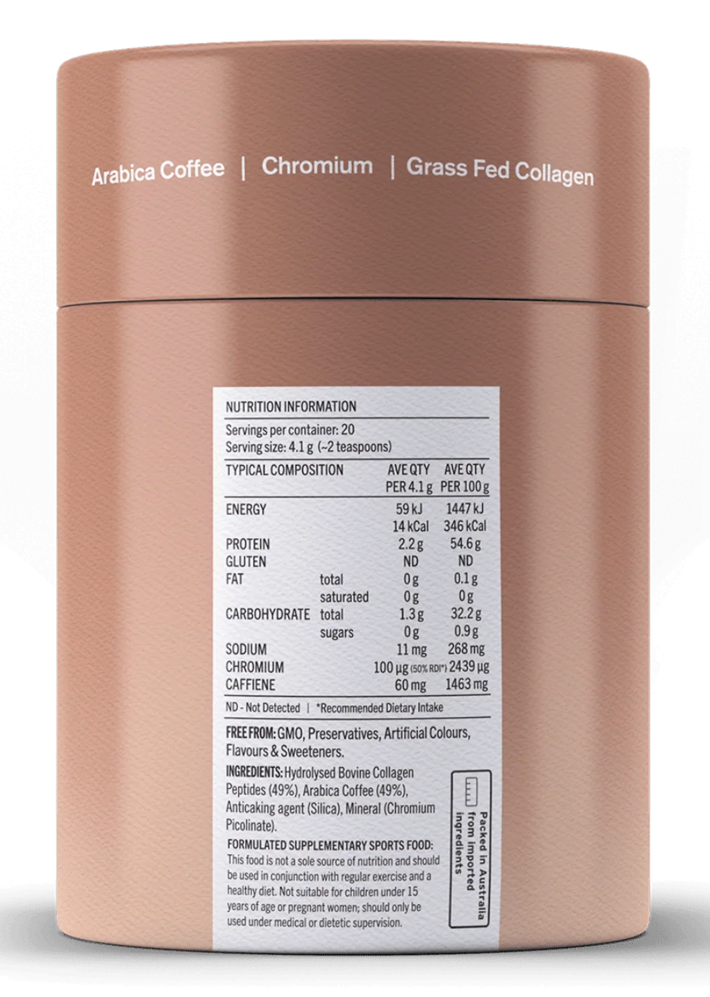 The Healthy Chef Collagen Coffee (Grass Fed Collagen + Arabica Coffee) Unsweetened 150g