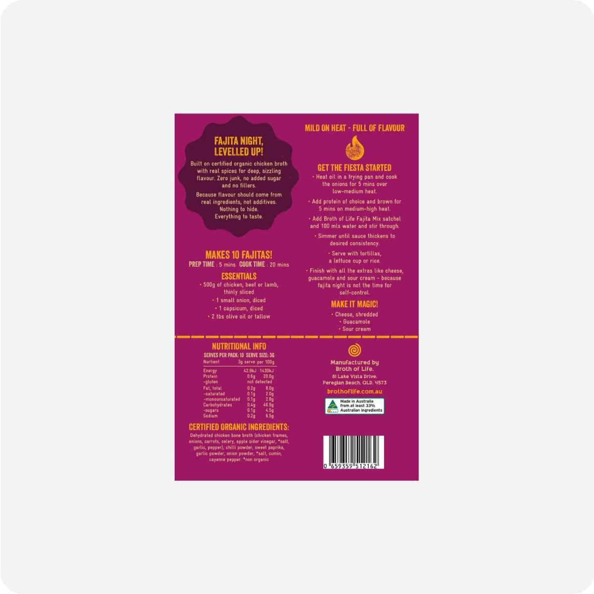 Broth of life  Organic Fajita Spice Mix